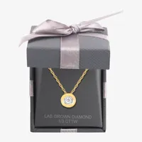 Womens Diamond Accent Lab Grown Diamond 14K Gold Over Silver Round Pendant Necklace