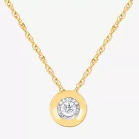 Womens Diamond Accent Lab Grown Diamond 14K Gold Over Silver Round Pendant Necklace