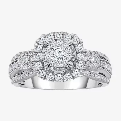 (I / I1) Womens 1 CT. T.W. Lab Grown White Diamond 10K White Gold Bridal Set