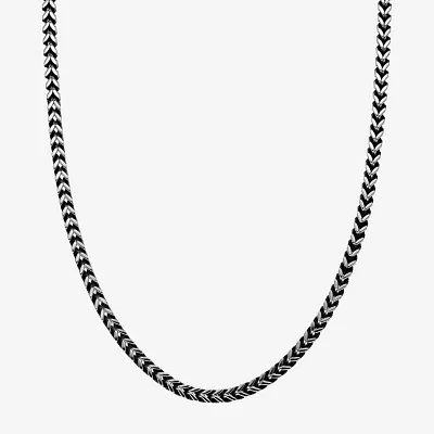 Mens Antique Finish Stainless Steel Foxtail Chain Necklace