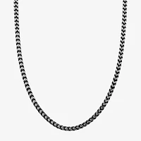 Mens Antique Finish Stainless Steel & Black IP Foxtail Chain Necklace