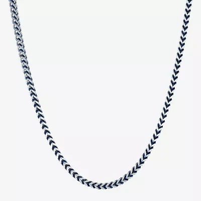 Mens Antique Finish Stainless Steel Foxtail Chain Necklace