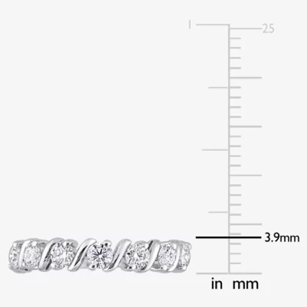 2MM Lab Created White Moissanite Sterling Silver Wedding Band