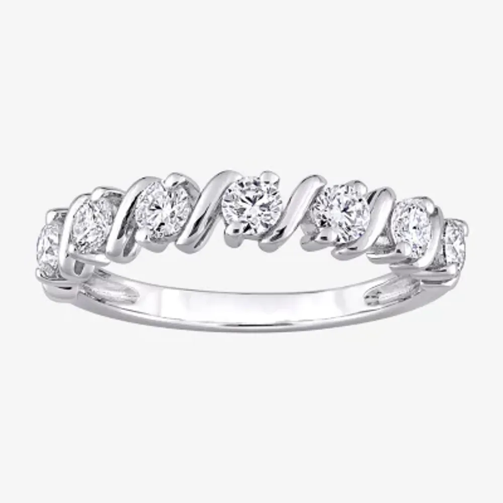 2MM 3/4 CT. T.W. Lab Created White Moissanite Sterling Silver Wedding Band