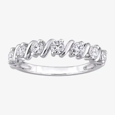 2MM 3/4 CT. T.W. Lab Created White Moissanite Sterling Silver Wedding Band