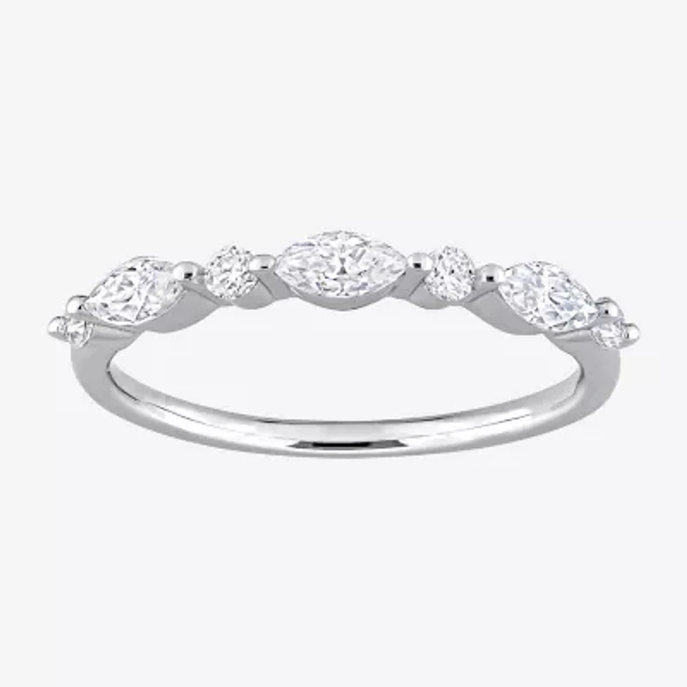Womens 1/2 CT. T.W. Lab Created White Moissanite Sterling Silver Wedding Band