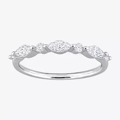 Womens 1/2 CT. T.W. Lab Created White Moissanite Sterling Silver Wedding Band