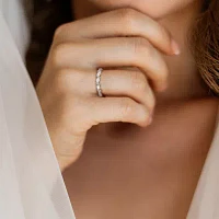 Womens 1 1/4 CT. T.W. Lab Created White Moissanite Sterling Silver Wedding Band