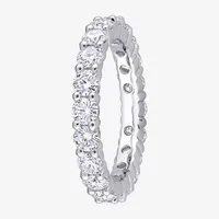 3MM Lab Created White Moissanite Sterling Silver Eternity Wedding Band