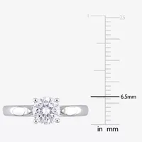 Womens Lab Created White Moissanite Sterling Silver Solitaire Engagement Ring