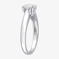 Womens Lab Created White Moissanite Sterling Silver Solitaire Engagement Ring