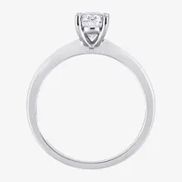 Womens Lab Created White Moissanite Sterling Silver Solitaire Engagement Ring