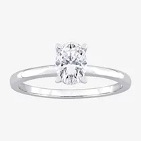 Womens Lab Created White Moissanite Sterling Silver Solitaire Engagement Ring