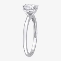 Womens Lab Created White Moissanite Sterling Silver Solitaire Engagement Ring