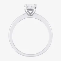 Womens Lab Created White Moissanite Sterling Silver Solitaire Engagement Ring