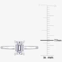 Womens Lab Created White Moissanite Sterling Silver Solitaire Engagement Ring