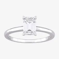 Womens Lab Created White Moissanite Sterling Silver Solitaire Engagement Ring