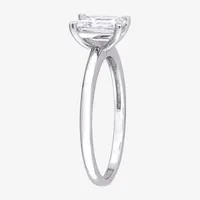 Womens Lab Created White Moissanite Sterling Silver Solitaire Engagement Ring