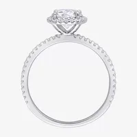 Womens 1 1/4 CT. T.W. Lab Created White Moissanite Sterling Silver Halo Engagement Ring