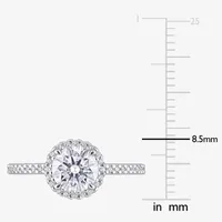 Womens 1 1/4 CT. T.W. Lab Created White Moissanite Sterling Silver Halo Engagement Ring