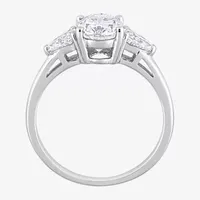 Womens 1 3/4 CT. T.W. Lab Created White Moissanite Sterling Silver 3-Stone Engagement Ring