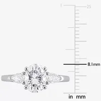 Womens 1 3/4 CT. T.W. Lab Created White Moissanite Sterling Silver 3-Stone Engagement Ring