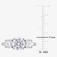 Womens 2 1/ CT. T.W. Lab Created White Moissanite Sterling Silver 3-Stone Engagement Ring