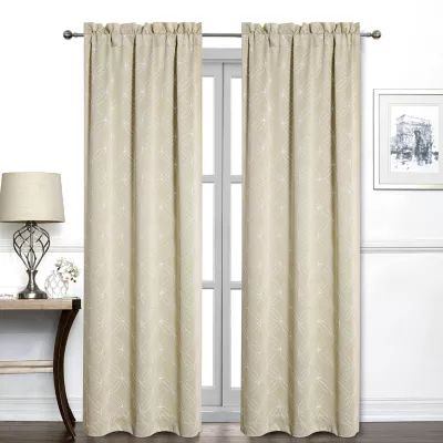 Regal Home Perth Geometric Embroidery Blackout Rod Pocket Set of 2 Curtain Panel