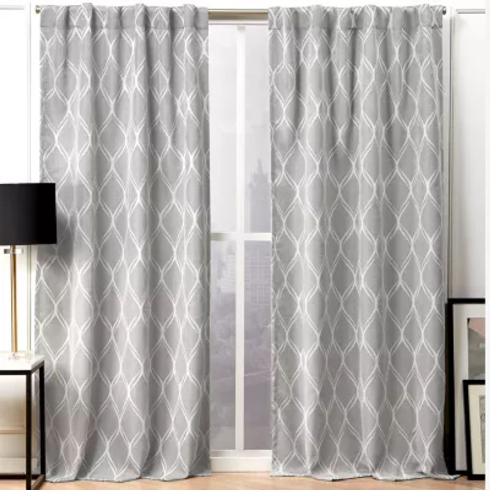 Nicole Miller Circuit Light-Filtering Back Tab Set of 2 Curtain Panel