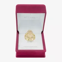 Sparkle Allure Burst Cluster Cubic Zirconia 14K Gold Over Brass Cocktail Ring