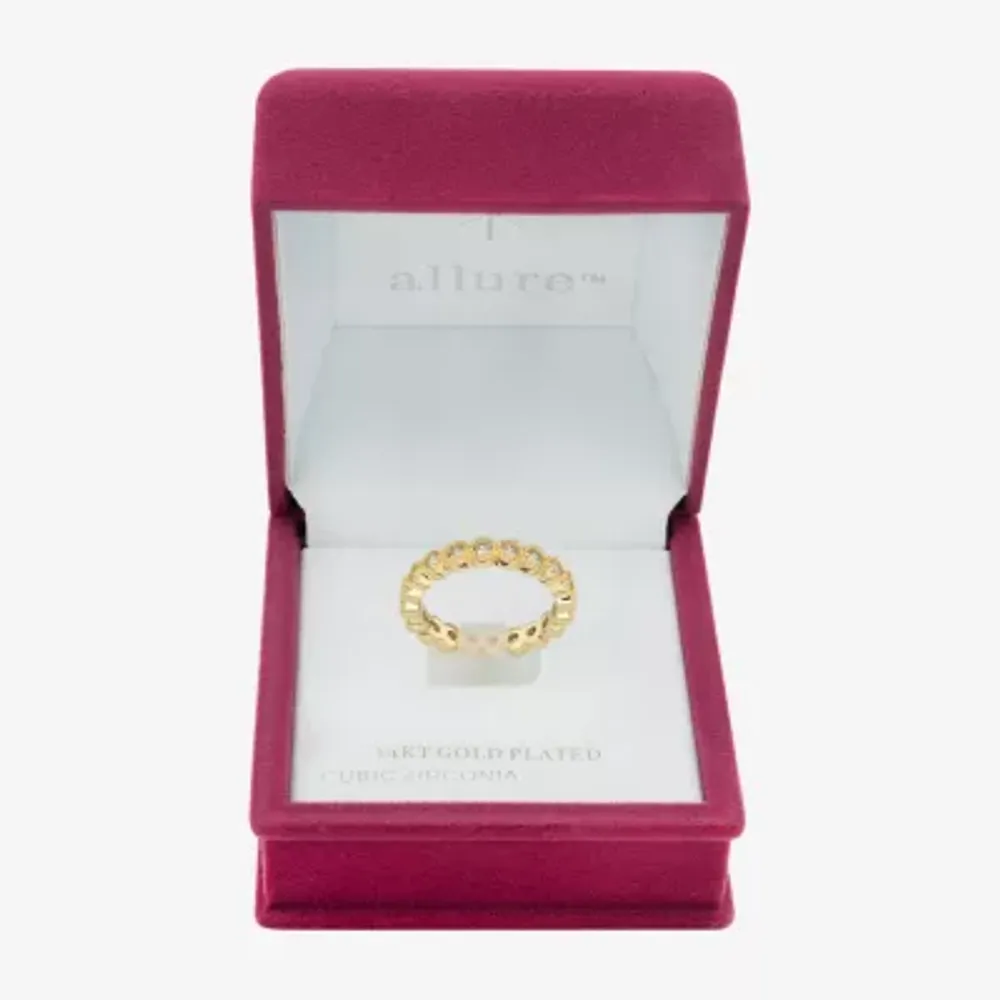 Sparkle Allure Cubic Zirconia 14K Gold Over Brass Round Band