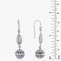 Bali Inspired Sterling Silver Ball Round Drop Earrings