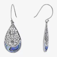 Bali Inspired Abalone Sterling Silver Drop Earrings