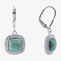 Enhanced Blue Turquoise Sterling Silver Round Drop Earrings