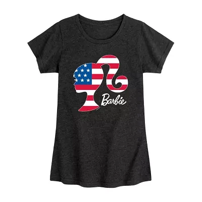 Little & Big Girls Americana Crew Neck Short Sleeve Barbie Graphic T-Shirt