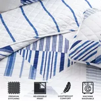 Linery Patchwork Stripe Reversible Quilt Set