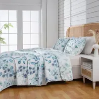 Linery Watercolor Leaves Reversible Quilt Set