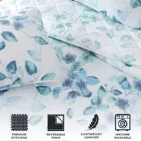 Linery Watercolor Leaves Reversible Quilt Set