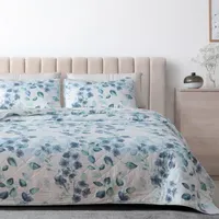 Linery Watercolor Leaves Reversible Quilt Set