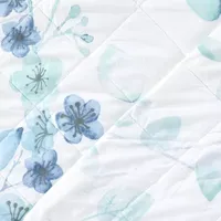 Linery Watercolor Leaves Reversible Quilt Set