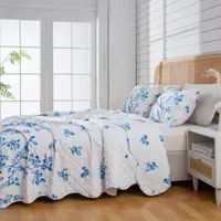 Linery Blue Floral Scalloped Hem Reversible Quilt Set