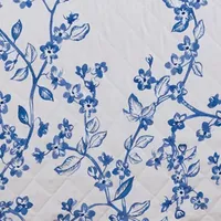 Linery Blue Floral Scalloped Hem Reversible Quilt Set