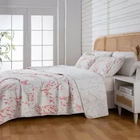 Linery Cherry Blossom Floral Reversible Quilt Set