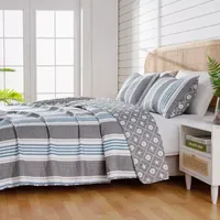 Linery Coastal Stripe Reversible Quilt Set