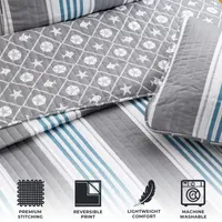 Linery Coastal Stripe Reversible Quilt Set