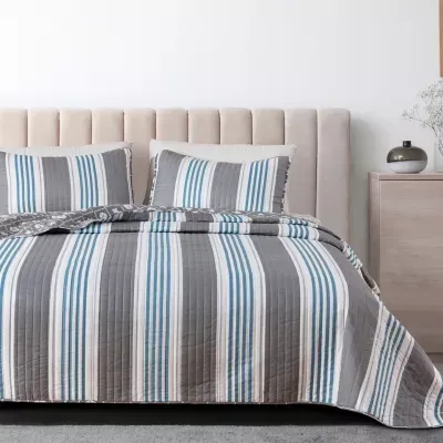 Linery Coastal Stripe Reversible Quilt Set