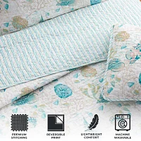 Linery Coastal Seashell Pattern Reversible Quilt Set