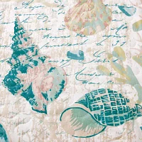 Linery Coastal Seashell Pattern Reversible Quilt Set