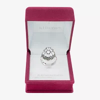 Sparkle Allure Cubic Zirconia Pure Silver Over Brass Flower Cluster Cocktail Ring