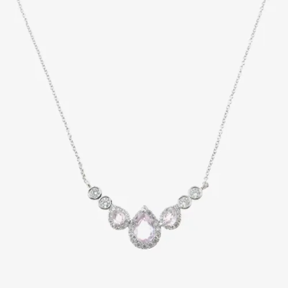 Vieste Rosa Halo Frontal Crystal 16 Inch Link Pear Pendant Necklace